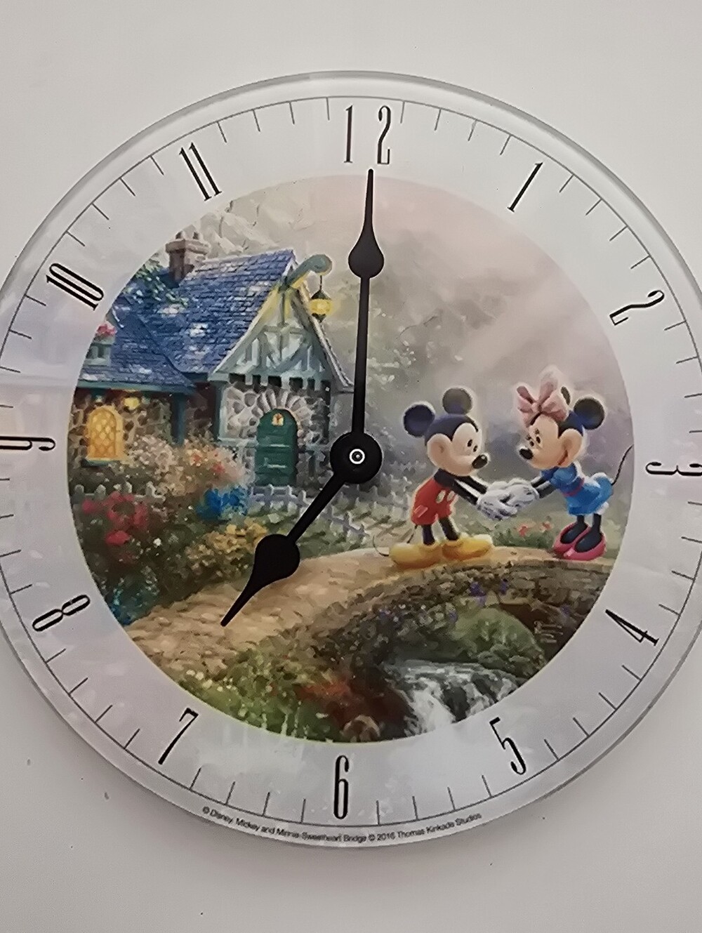 Disney Mickey & Minnie Sweetheart Bridge Thomas Kinkade Wall Clock 2016